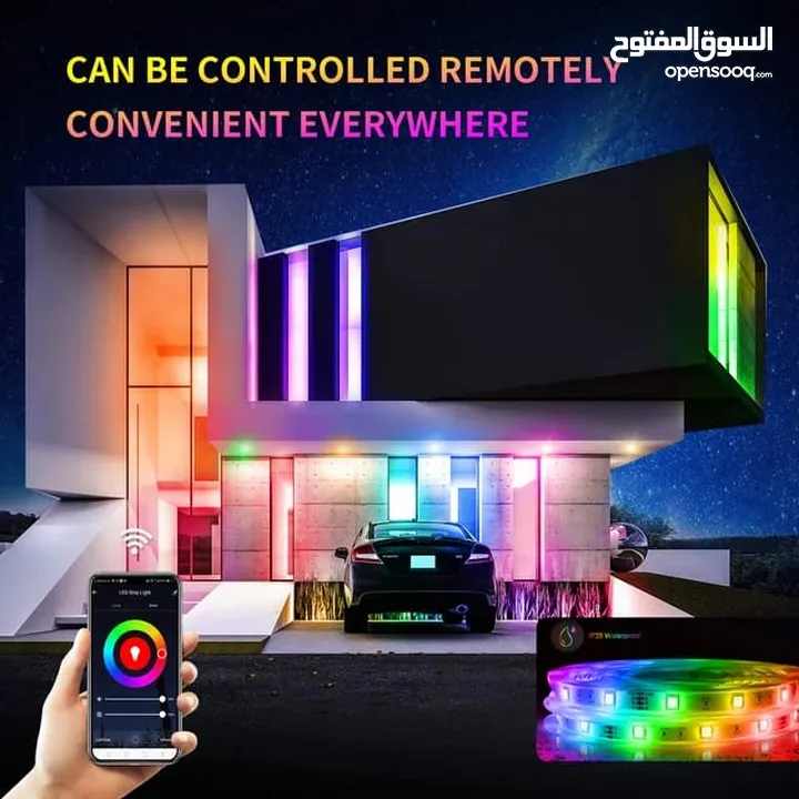 حبل Led طول 10 متر RGB LED تحكم بجميع الاوان وشدة الضوء وتحكم بالطول المناسب وباقل سعر