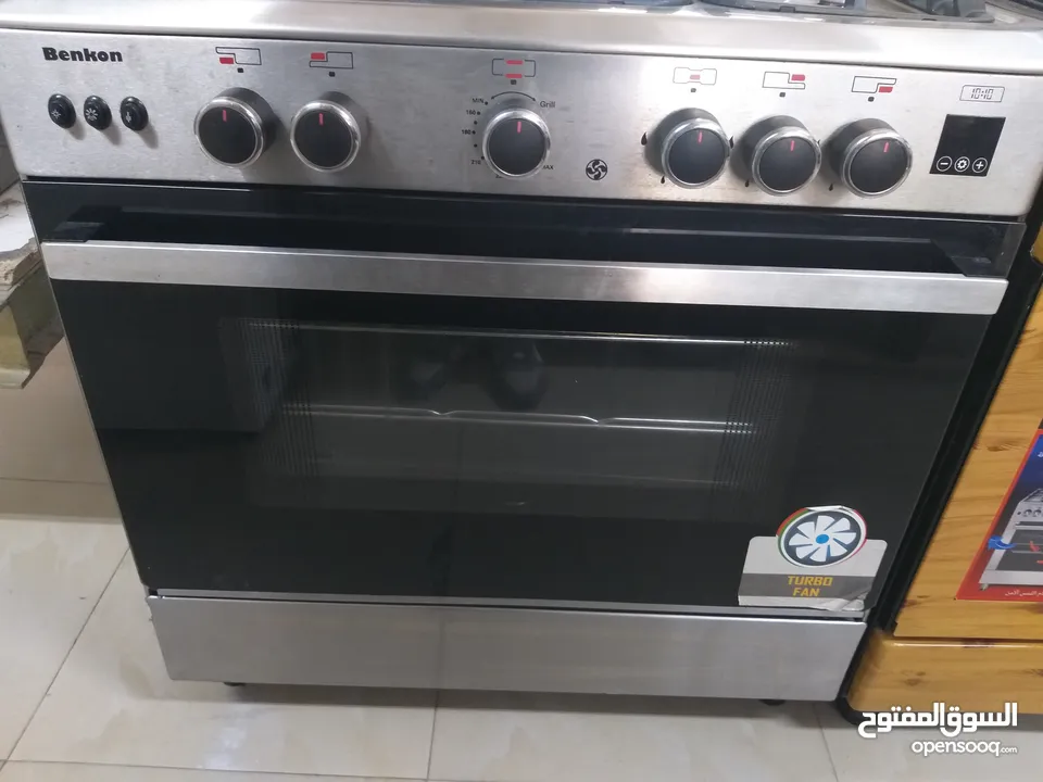 فرن غاز 80 × 60 نوع بينكون إيطالي تجميع مصري مع مروحه تيربو فل سيفتي