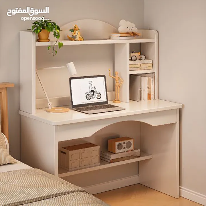مكتب دراسي كامل متكامل مكتب مثالي مع سطح مكتب واسع خشب مقاوم للخدوش وسهل التنظيف والتركيب