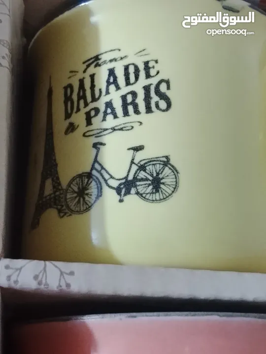 6فناجين قهوة ترند السنة فخمة أنيقة مرتبة ماركة BALADE PARIS بستة ألوان  ازرق اصفر برتقالي سكني اخضر