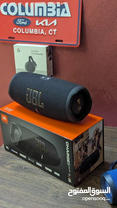 JBL Charge 5 Wi-Fi جديدا استعمل تجربه فقط النسخة الجديدا صوت JBL الأصلي الجريء مع صوت جهير عميق