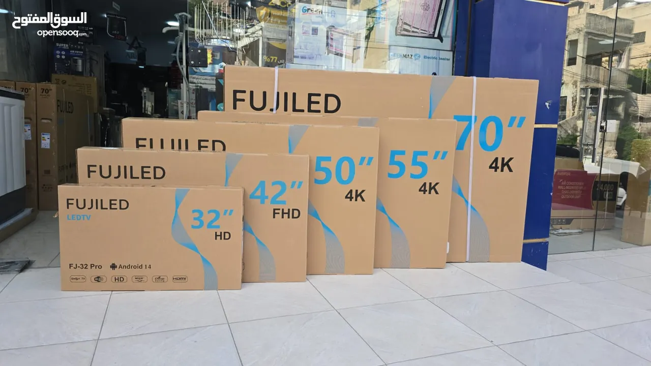 شاشه 70 انش فوجي 4k smart اندرويد 14 مع قاعده جداريه تتوفر لدينا خدمه التوصيل باقل سعر بالمملكه