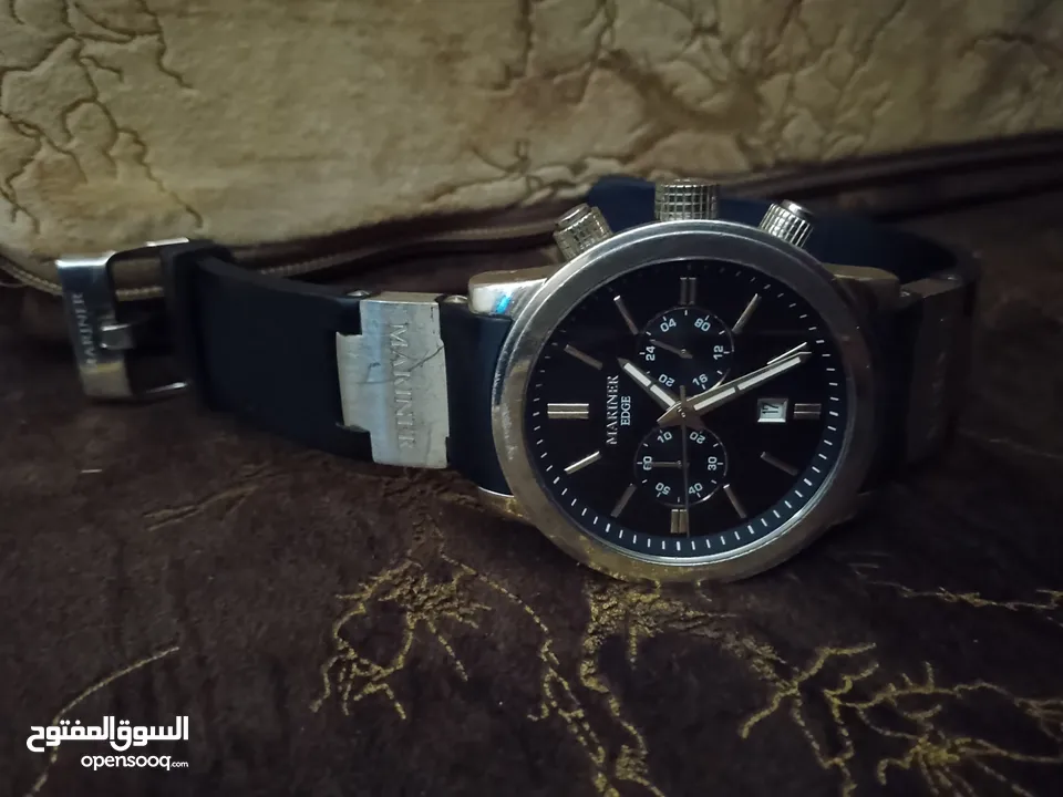 ساعه مارنر الاصليه ساعه زجاج ياقوتي عقارب مضيئه كستك جلد تمساح اصلي ضد الماء بحالة الوكاله