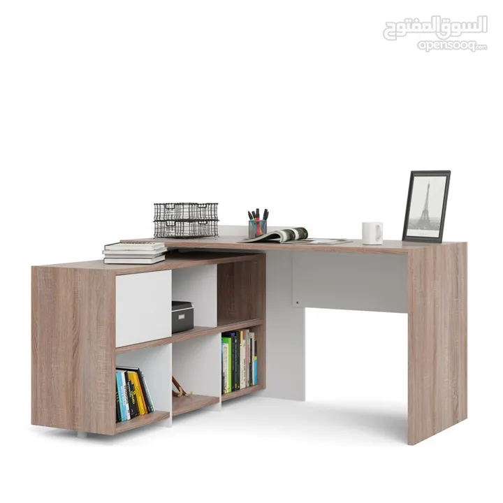 مكتب زاوية مناسب للغرف الصغيره مع إمكانية تغيير اللون والاتجاه