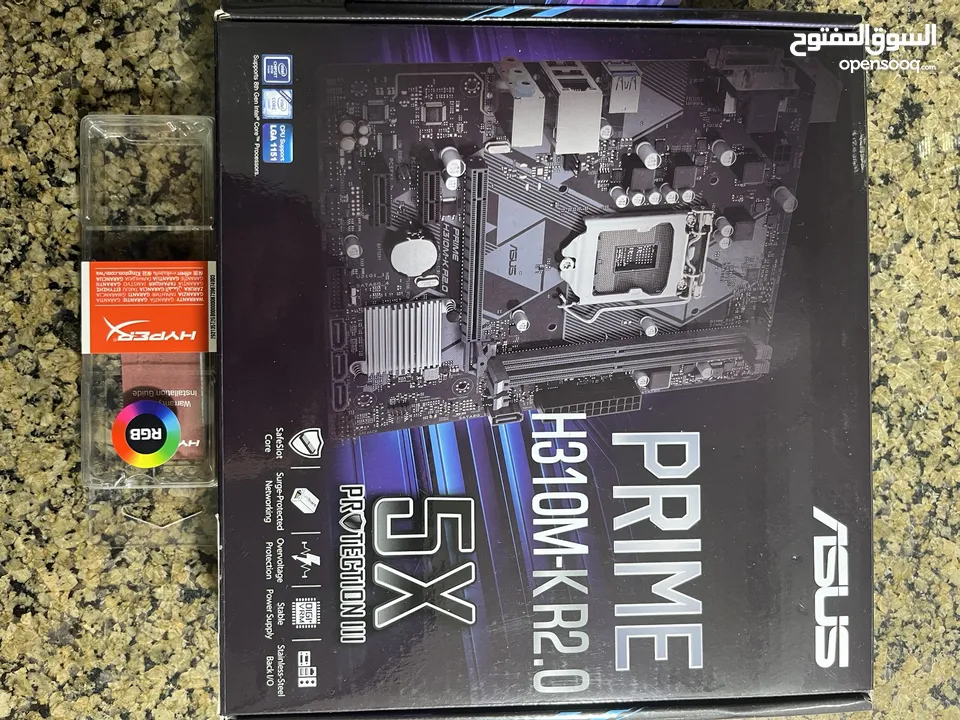 قطع كمبيوتر   CPU Core i5 9th Gen + Motherboard ASUS + HyperX Fury 8GB RGB x2