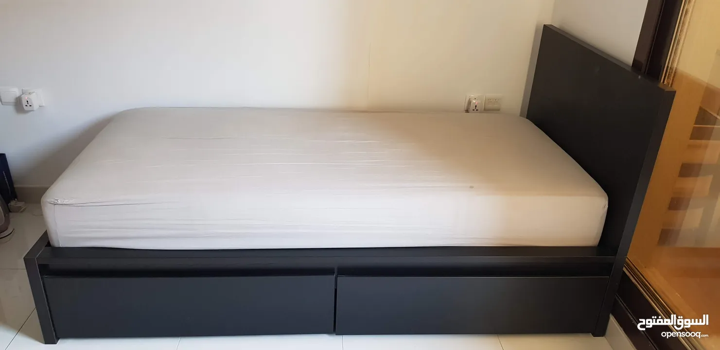 Ikea single bed with 2 storage drawers