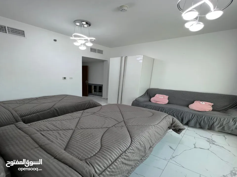 أفخم 3 غرف وصالة مفروشة في عجمان أبراج الواحة للايجار الشهري