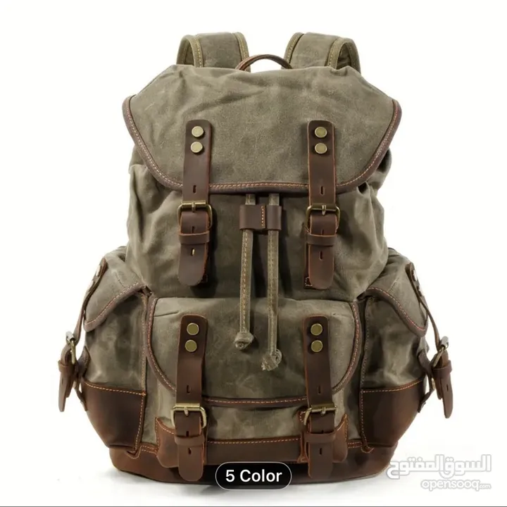 Vintage-Inspired Brown Leather Backpack with Zipper Closure - Durable Canvas,