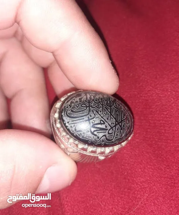 خاتم فحل فضة بحجر حديد صيني هماتيت