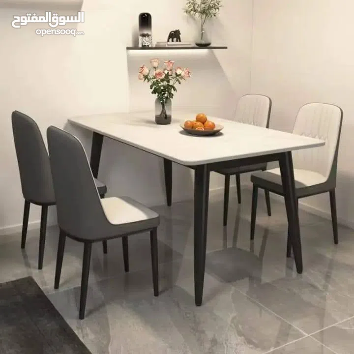 طقم طاولة حجر جرانيت فاخرة مع 4 كراسي طقم طاولة حجر جرانيت فاخرة مع 6 كراسي  لمسة فاخرة تعكس ذوقك