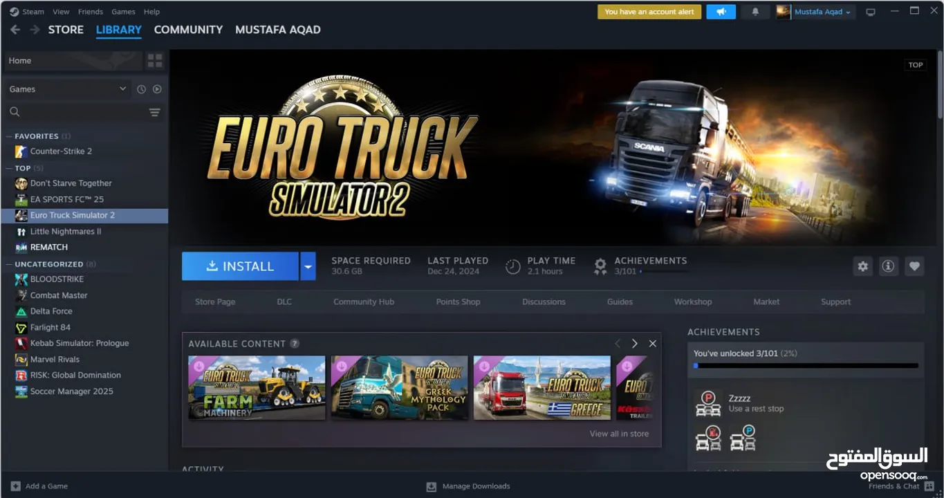 حساب Steam للبيع مع 5 ألعاب قوية بسعر مميز