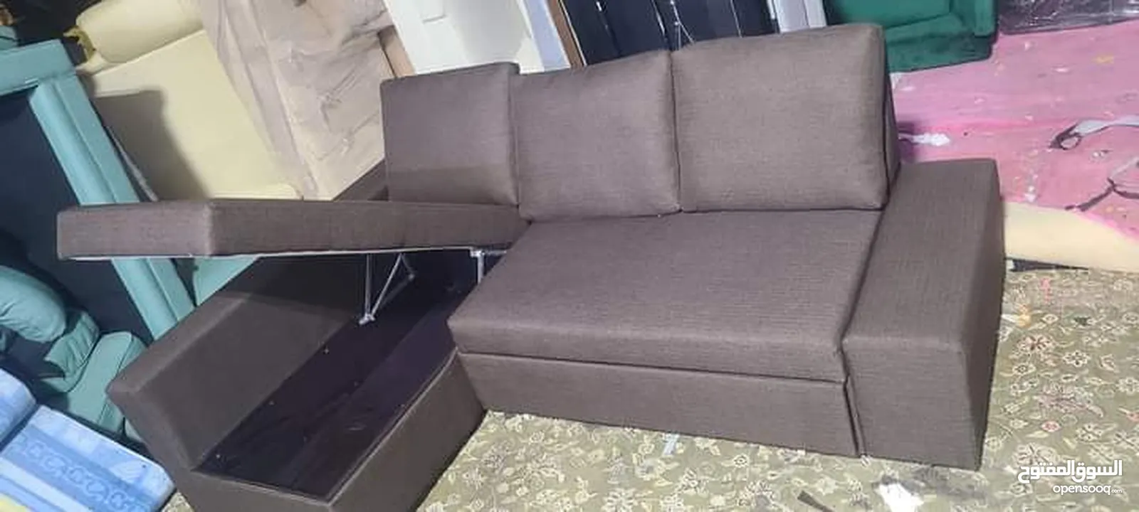 L shape sofa com bed with storage