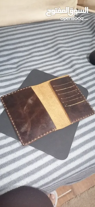 محفظة جلد طبيعي يدوي لل ATMs Cards والنقود الورقية