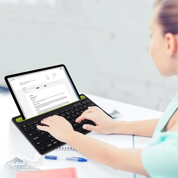 كيبورد بلوتوث للموبايل والايباد والكمبيوتر Bluetooth Keyboard for ipad, Multi-Device Wireless Keyboa