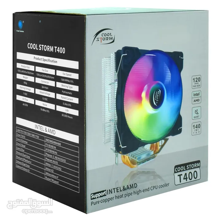 مبرد هوائي احترافي ملون للمعالجات COOL STORM T400 RGB CPU COOLER FOR INTEL LGA1700 - AMD