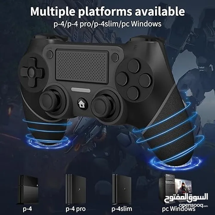 يد العاب جيمنغ ايد بلايستيشن 4 لون أسود و أبيض و أزرق و أحمر  Controller Playstation Gamepad PS4