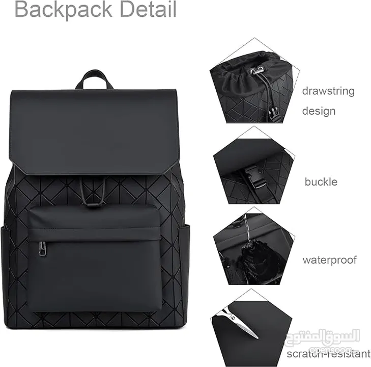 Shock Absorbing Waterproof Laptop Backpack with shoulder strap 15.6” -Black حقيبة شنتة لابتوب