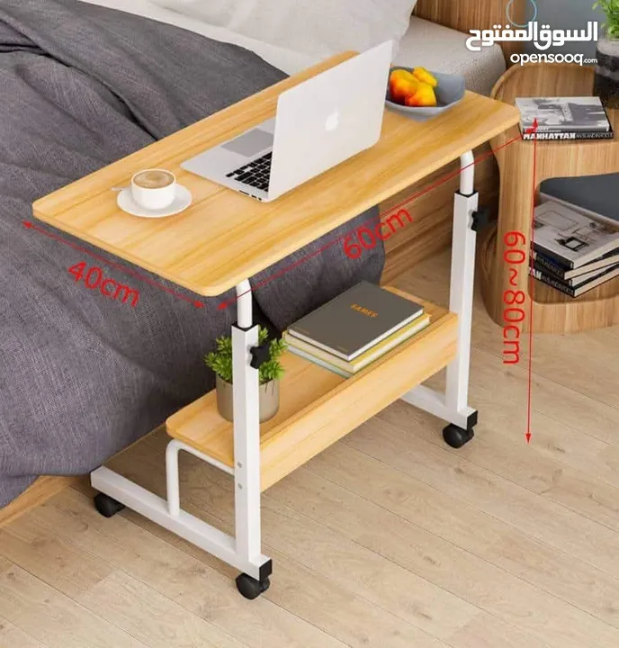 طاولة الدراسة والشغل (مكتب) مع رفين معدن ثقيل الحجم الكبير 40*80 سم بسس 19.99  د