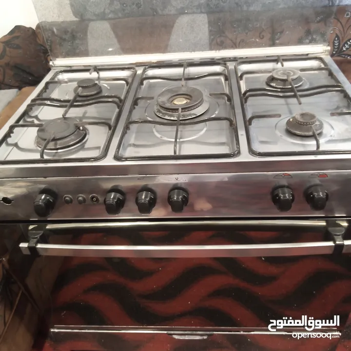 غاز 5 عيون ستاليس ستيل كامل نوع فريش 90 سم شغال ميه ميه للبيع