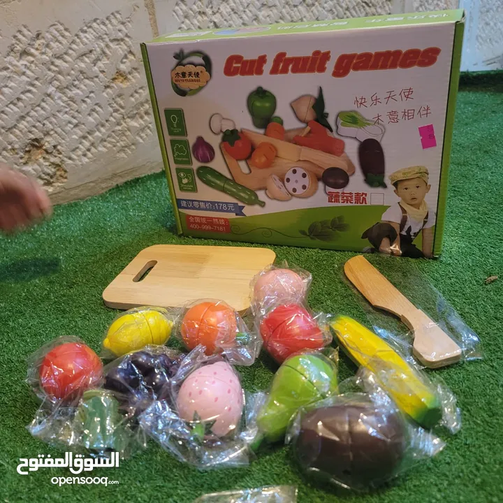 العاب خشبية أشكال الفواكة وأشكال متنوعة