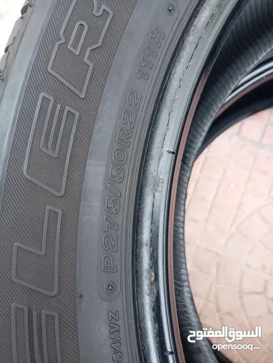 للبيع  إطارات فورويل برجستون مقاس 275/50R22 نظيفات العدد 4