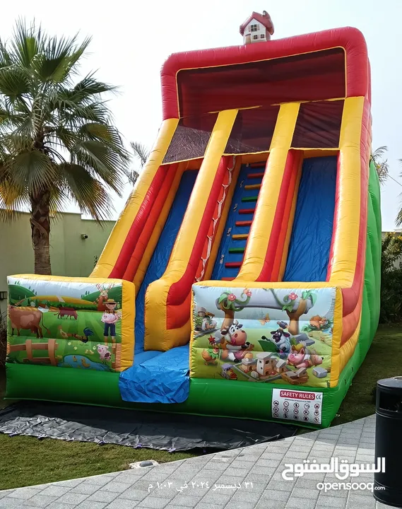 نطاطيات العاب اطفال في قطر  زحلاقية مع ارتفاع 8 متر  نطاطيات مع زحلاقيه ارتفاع 10 متر بركة السباحة