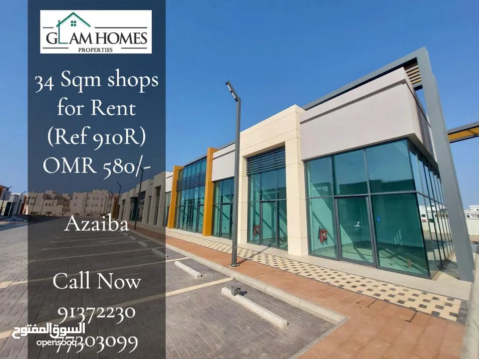 34 Sqm Shop for rent in Azaiba REF:910R