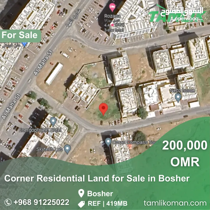 Corner Residential Land for Sale in Bosher  REF 419MB