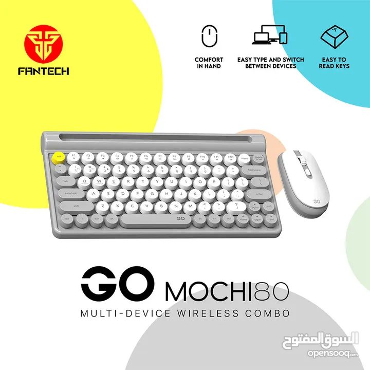 Fantech MOCHI 80Keys WK897 Wireless Keyboard Mouse Combo Set For Windows يعمل على جميع الاجهزة