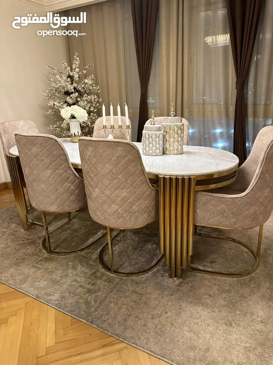 Gold Dining table   &6 chairs