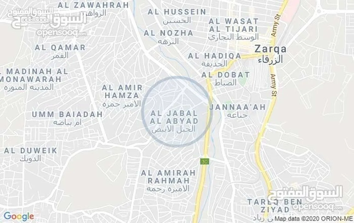 ارض تجاري مع طابقين مع مخزنين-الزرقاء-الجبل الابيض (كلو مفروز) قوشان مستقل-كاش فقط لا يتوفر تقسيط...