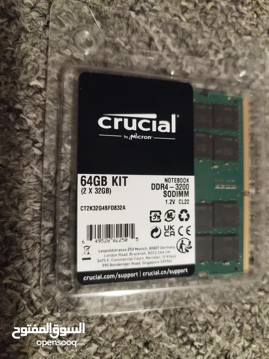 جديد - Crucial RAM 64GB Kit (2x32GB) DDR4 3200MHz CL22