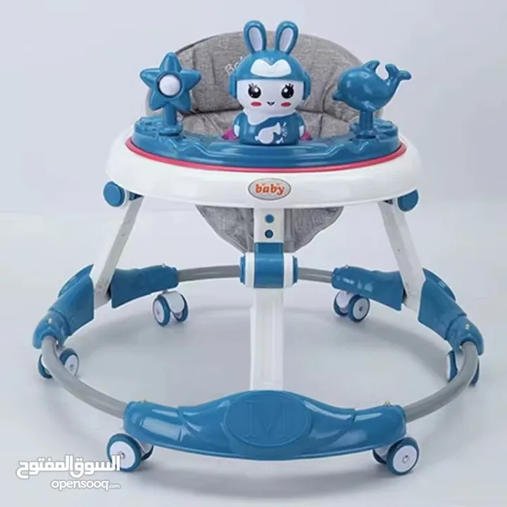 عرباية تعليم المشي من bambino حلقة دائرية حديد للقاعدة وفصالات عظم