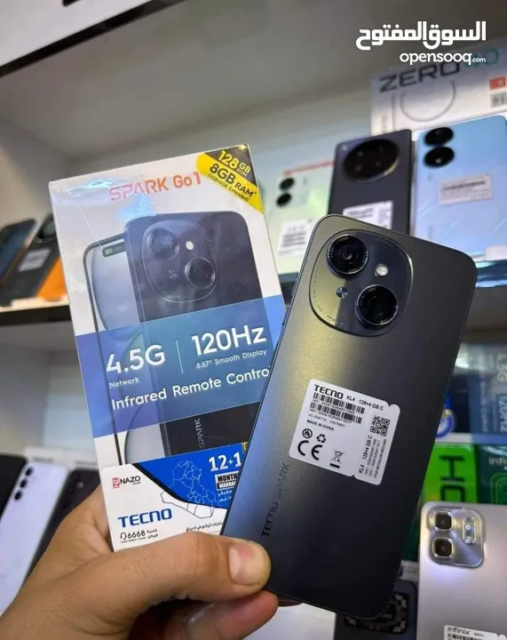 مع سماعه بلوتوث جهاز جديد بلكرتونه Ticno Spark GO رام 6 و  8 جيجا 64 و 128 مكفول سنة متوفر توصيل