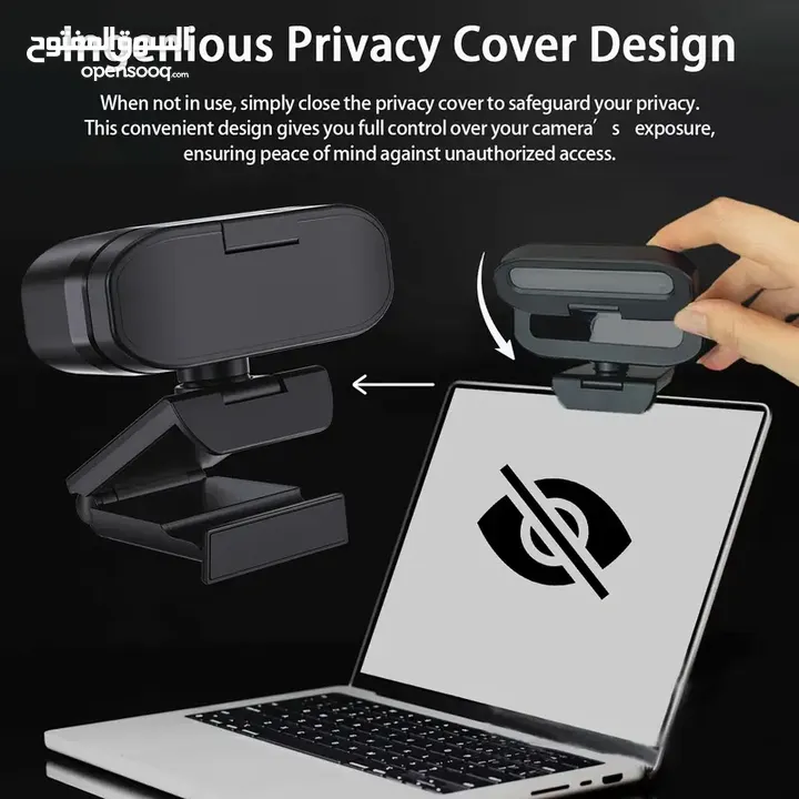 كاميرا ويب EXHQDR B09-4K بدقة تصل الى 4K مع غالق خصوصية تلقائي و ضوء تعبئة مزدوج