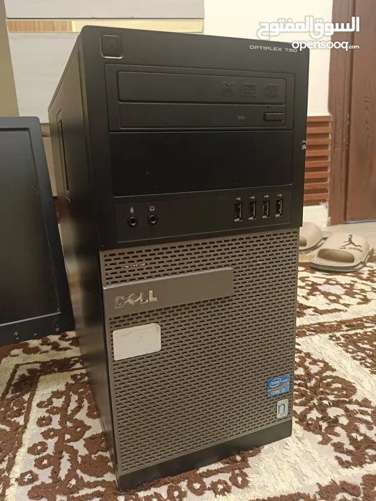 جهاز ديل مكتبي نضيف جدا جدا ممتاز للألعاب والدراسة مع شاشة 19 إنش وكيبورد وماوس لاسلكي