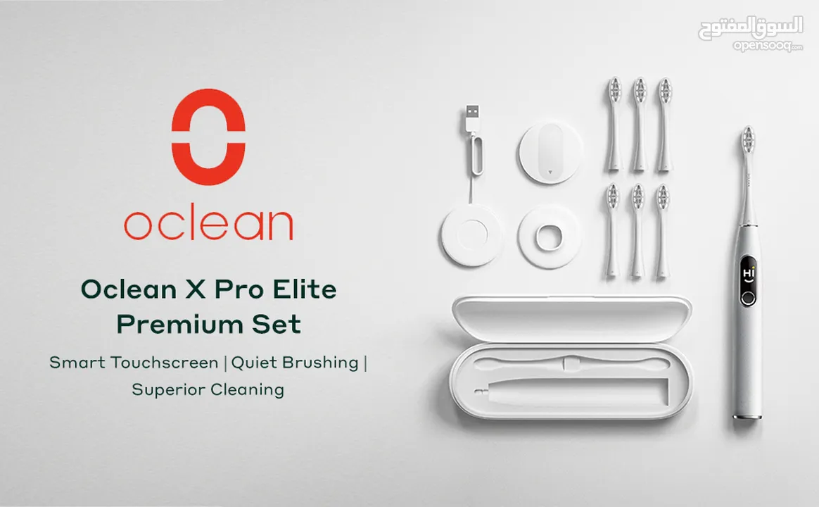 Oclean X Pro Elite Premium Set (Toothbrush+6 Brush Heads+Travel Case), Smart Mute Sonic Electric Too