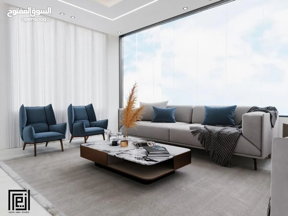 شقة مميزة بإطلالة مميزة مشطبة لغاية القصارة مع تصميم ديكور داخلي