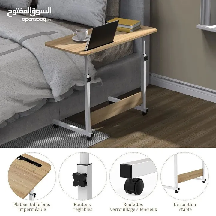 مكتب طلابي عملي ومتنقل بترتيب عصري!  سطح واسع بيساع لابتوب + كتب + أدوات مدرسية  عجلات قوية