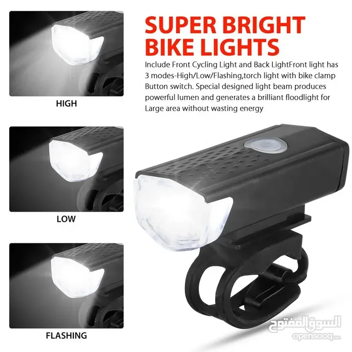 ضوء دراجة هوائية امامي فاخر قابل للشحن usb rechargeable bicycle headlight
