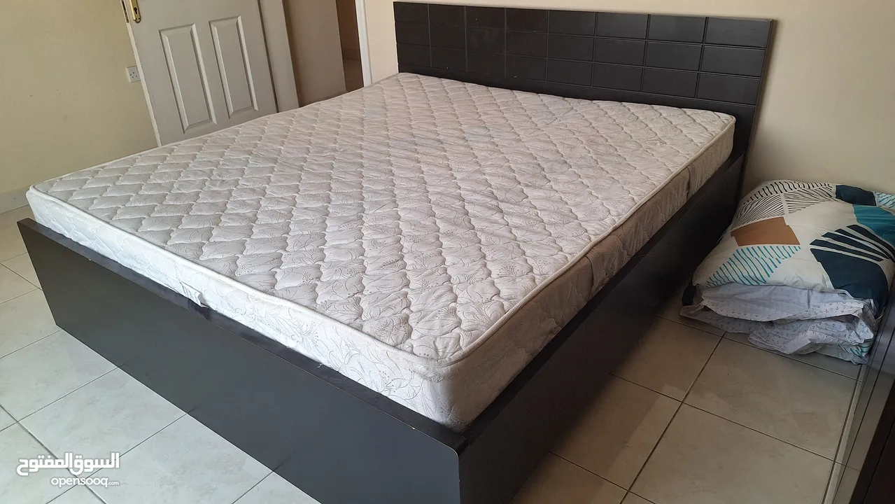 King size bed, medical mattress, 4 doors cupboard,  6 seater sofa and coffee table