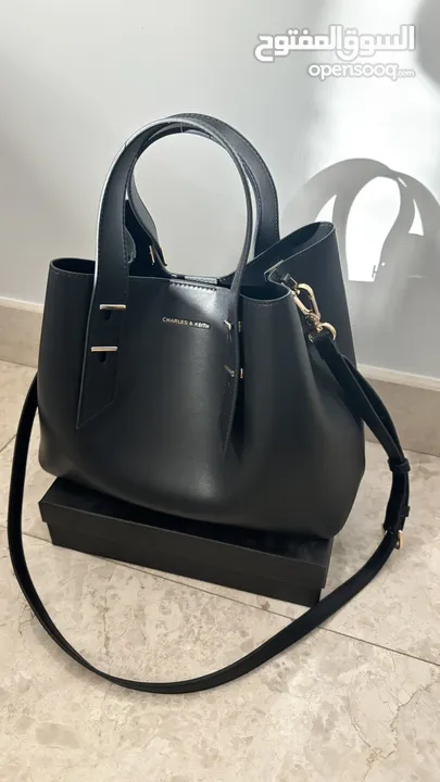 شنطة تشارلز اند كيث اصلية  Black Shania Tote Bag - CHARLES & KEITH