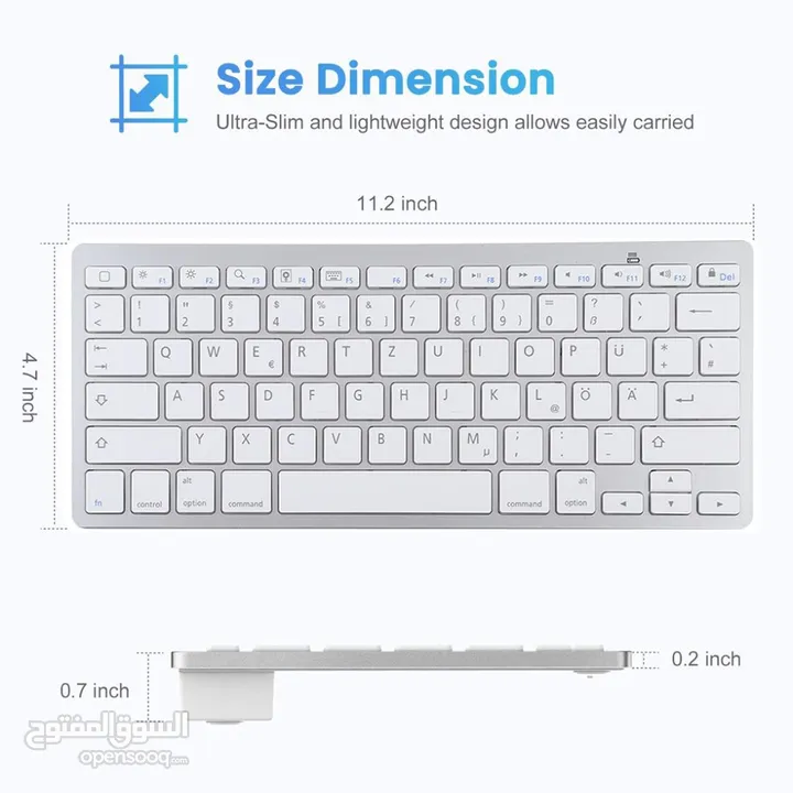 كيبورد لاسلكي . بلوتوث . حجم صغير  لون ابيض BLUETOOTH WIRELESS KEYBOARD WB-8022