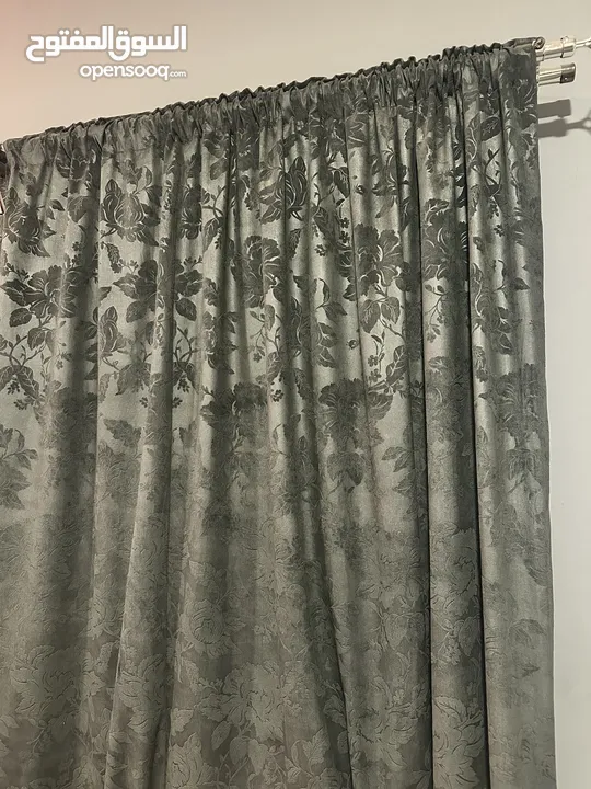 Dark blue ish grey Exclusive modern curtains with net and French design panel