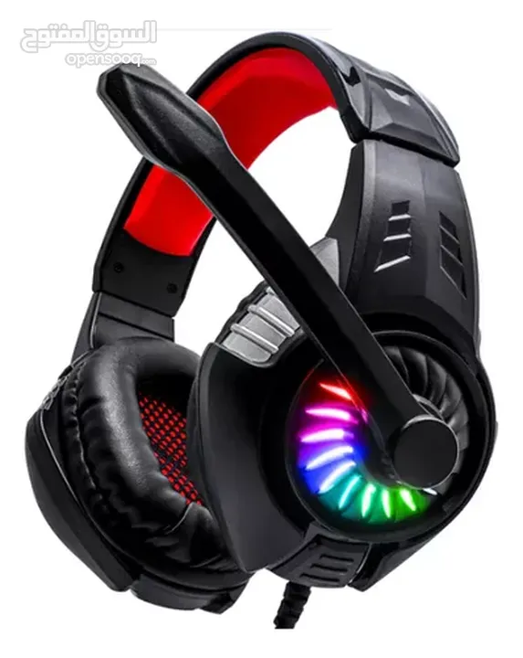 سماعات رأس هيدسيت جيمنج سلكي للكومبيوتر KOMC G308 7.1 VIRTUAL SURROUND USB WIRED RGB GAMING HEADSET