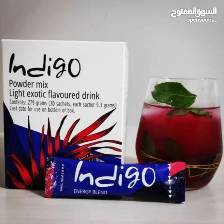 مشروب Indigo طبيعي غني بالمكونات النباتية  Indigo مشروب نباتي لتعزيز النشاط  مشروب صحي بنكهة طبيعية