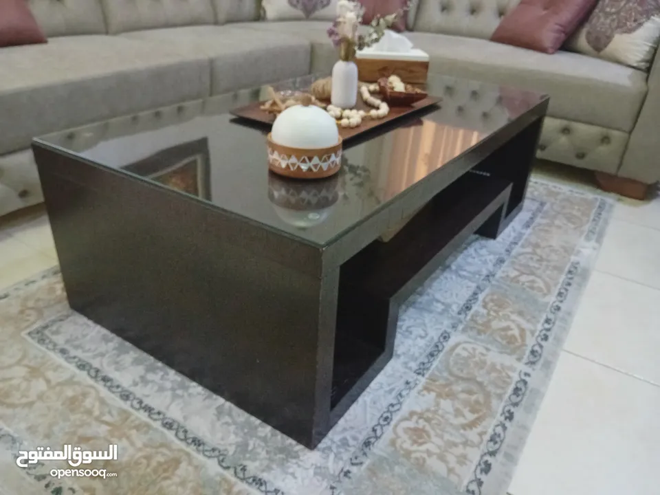 طاولة وسط  وطاولة تلفزيون خشب صولد متين لغرفة الجلوس