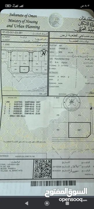 للبيع ارض في مرتفعات العامرات التاسعة (كـــونــــر)