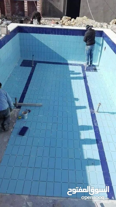 بناء برك سباحه مسابح بنظام سكيمر واوفر فلو