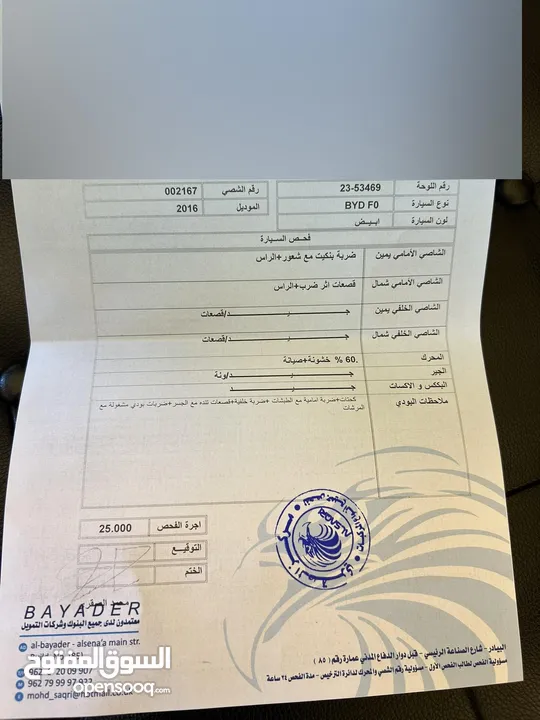 BYD F0 2016 – اقتصادية ونظيفة جداً للبيع بسعر مناسب ماتور 1000cc السيار عمليه  صيانة دوريه اول بأول